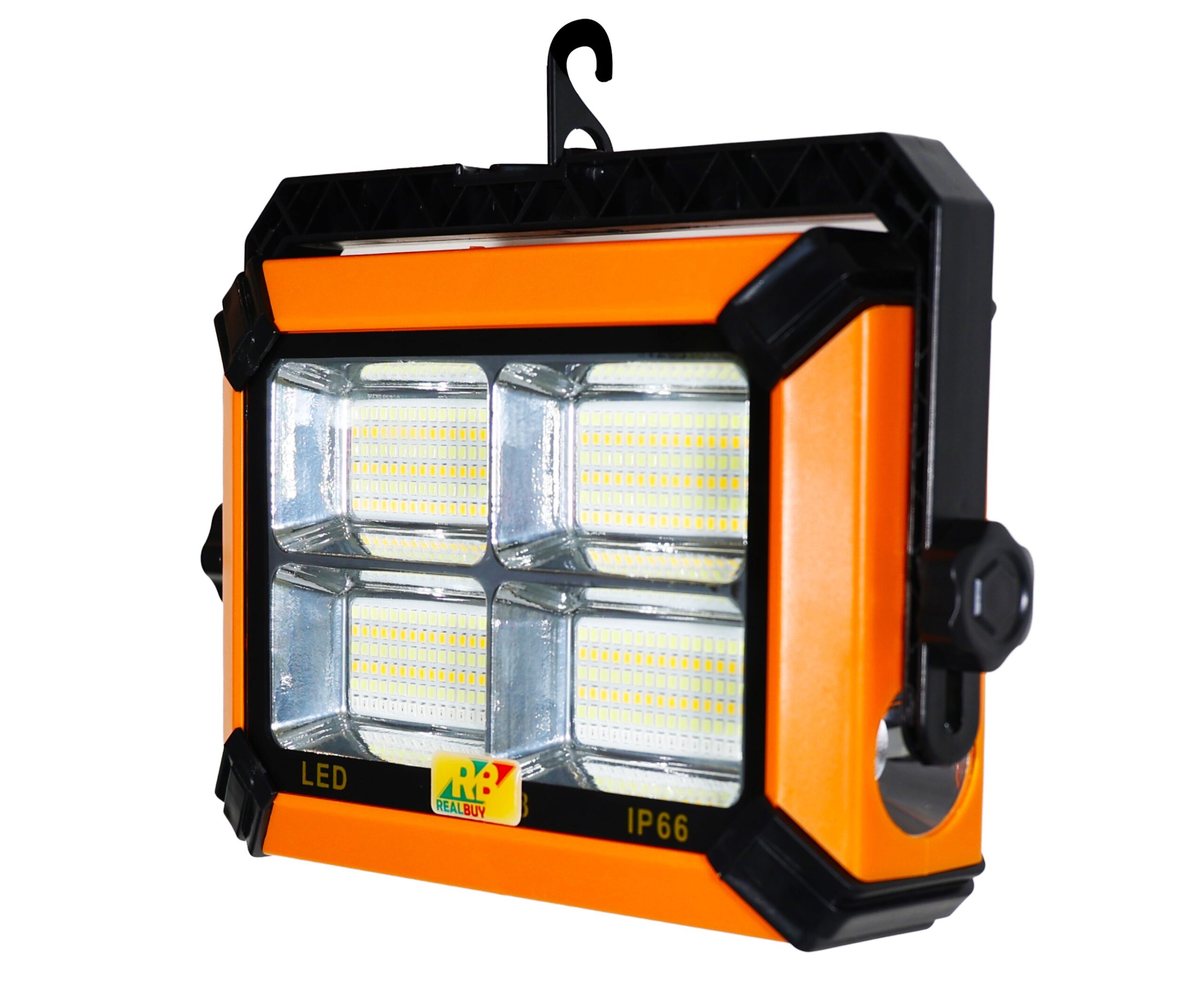 REALBUY 30W Multi-Functional Solar LED Emergency Flood Light + 3W in-built Torch with 12000 mAh LiFePO4 Battery (IP65 Waterproof, 3-in-1 Light Colors)
