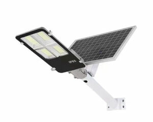 FOS 150W Solar LED Street Light with Integrated 20000 mAh LiFePO4 Battery, Remote Control, Solar Panel and Wall Mounting Bracket (Cool White 6500k, IP65 Weather-Proof, Powder Coated Aluminium Body)