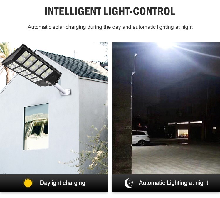 REALBUY 350W Solar LED Street Light with Remote Control and Motion Sensor (All-in-ONE) - Cool White 6500k
