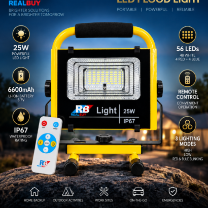 REALBUY 25W Rechargeable LED Flood Light Key Features
