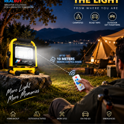 REALBUY 25W Flood Light Remote Control Range and Outdoor Use