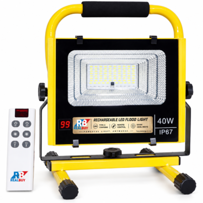 REALBUY 40W Rechargeable LED Flood Light with Remote Control