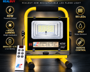 REALBUY 40W Rechargeable LED Flood Light Key Features