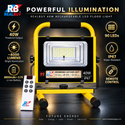 REALBUY 40W Rechargeable LED Flood Light Key Features