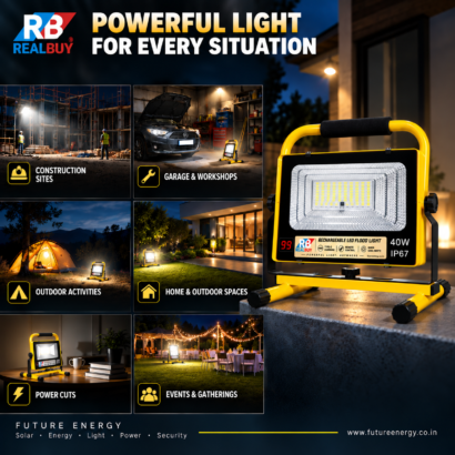 REALBUY 40W Rechargeable Flood Light Applications and Outdoor Use