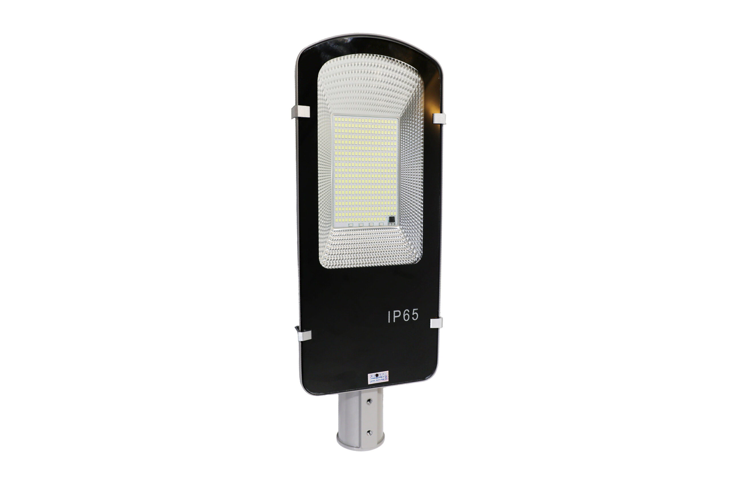 FOS 100W Solar LED Street Light with Integrated 12000 mAh LiFePO4 Battery, Remote Control, Solar Panel and Wall Mounting Bracket (Cool White 6500k, IP65 Weather-Proof, Powder Coated Aluminium Body)