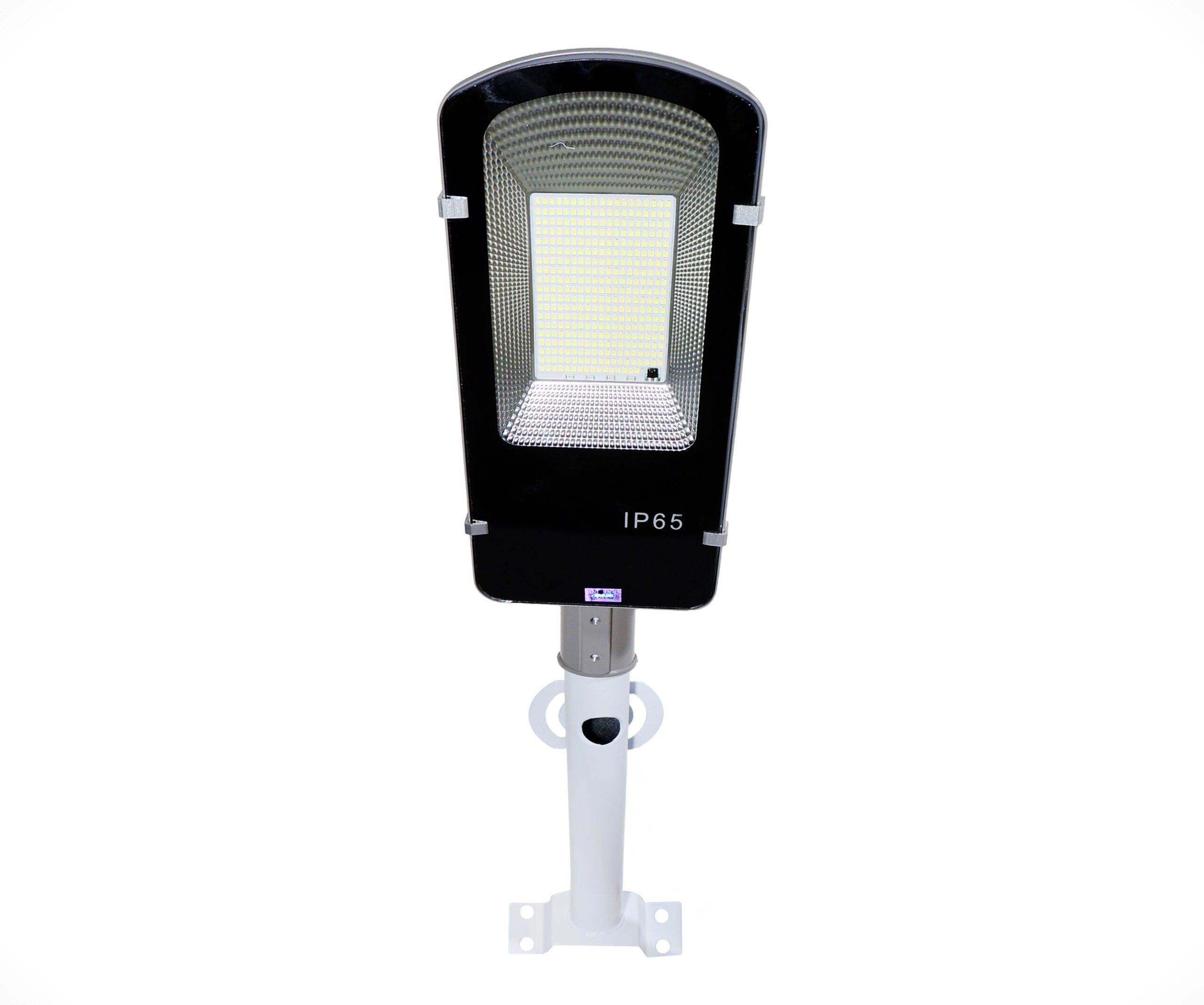 FOS 100W Solar LED Street Light with Integrated 12000 mAh LiFePO4 Battery, Remote Control, Solar Panel and Wall Mounting Bracket (Cool White 6500k, IP65 Weather-Proof, Powder Coated Aluminium Body)