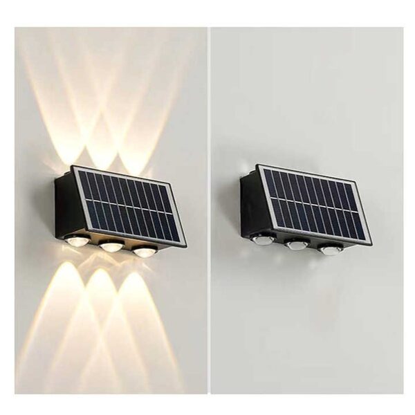 REALBUY 12W Solar LED Wall Light, 3+3 Up/Down LED Light with LENS (IP 65 Water-Proof)