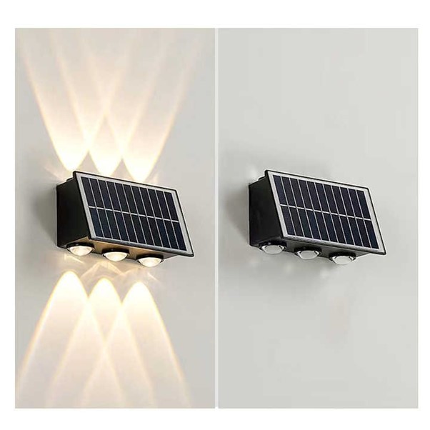REALBUY 12W Solar LED Wall Light, 3+3 Up/Down LED Light with LENS (IP 65 Water-Proof)