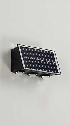 REALBUY 12W Solar LED Wall Light, 3+3 Up/Down LED Light with LENS (IP 65 Water-Proof)