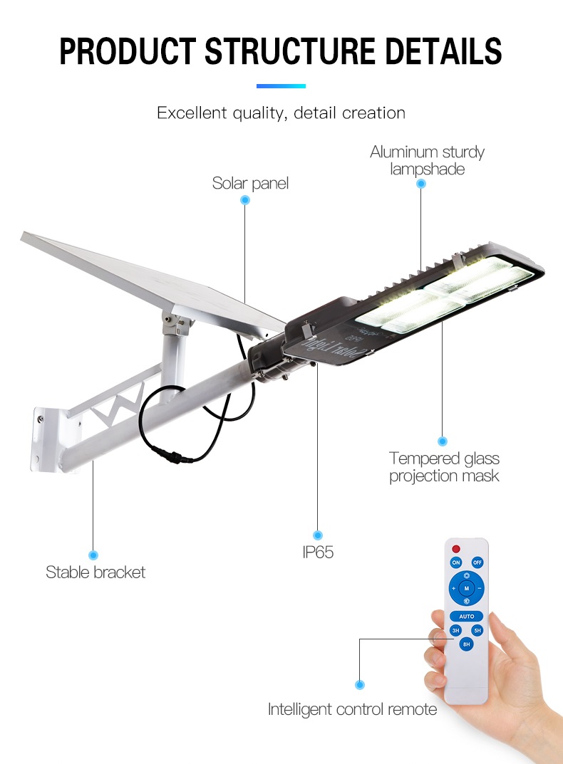 FOS 280W Solar LED Street Light with Integrated 30000 mAh LiFePO4 Battery, Remote Control, Solar Panel and Wall Mounting Bracket (Cool White 6500k, IP65 Weather-Proof, Powder Coated Aluminium Body)