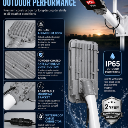 FOS 200W Semi-Integrated Solar LED Street Light outdoor construction and die-cast aluminium body
