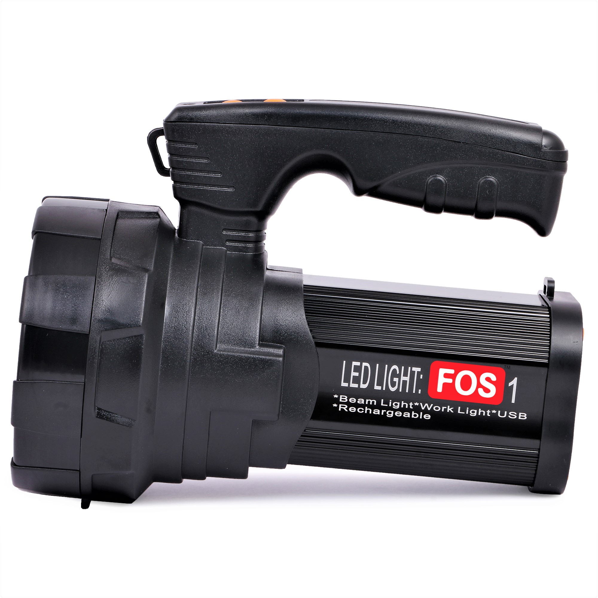 FOS 15W Aluminum LED Search Light - 1450 Lumens (Range 1 Km.) with Lithium-ion Battery - Multi-Functional Rechargeable Handheld Torch