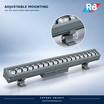 REALBUY 18W wall washer with close-up of its adjustable mounting bracket and tilt adjustment