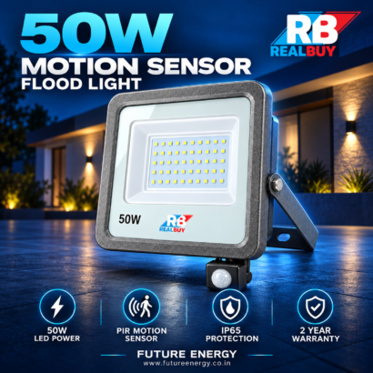 REALBUY 50W motion sensor LED flood light feature overview with PIR controls