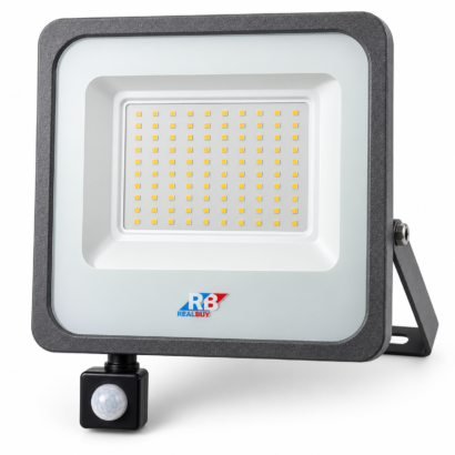 REALBUY 100W LED flood light with PIR motion sensor and adjustable mounting bracket