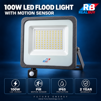 REALBUY 100W motion sensor LED flood light product and feature overview