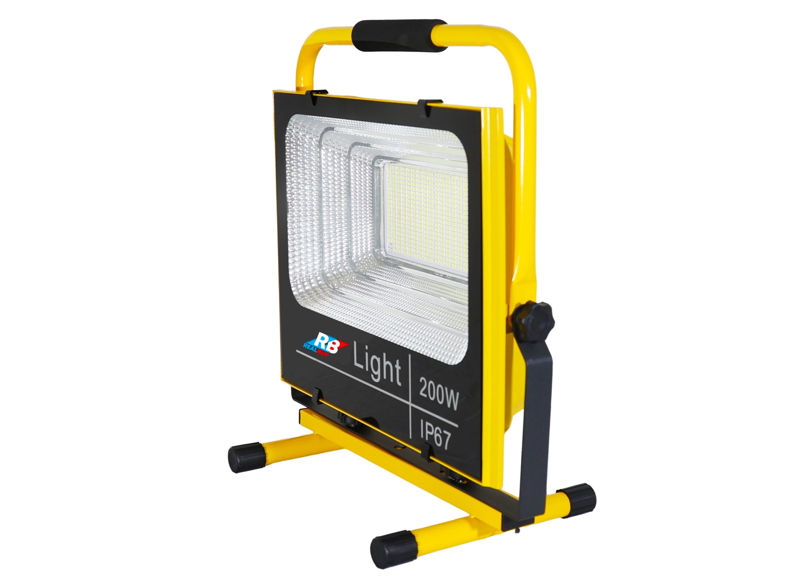 REALBUY 200W Rechargeable LED Flood Light with Remote Control (IP 67 Waterproof, in-built 15000 mAh Lithium Battery, Cool White)