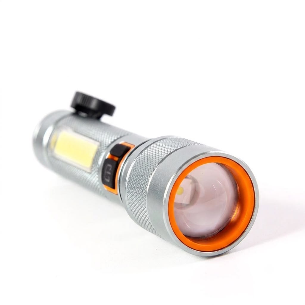 REALBUY 10W Multi-functional EDC LED Flashlight with Light Zoom Feature, Side Work Light and emergency rescue features (1 Year Warranty), Model Name: SENTINEL