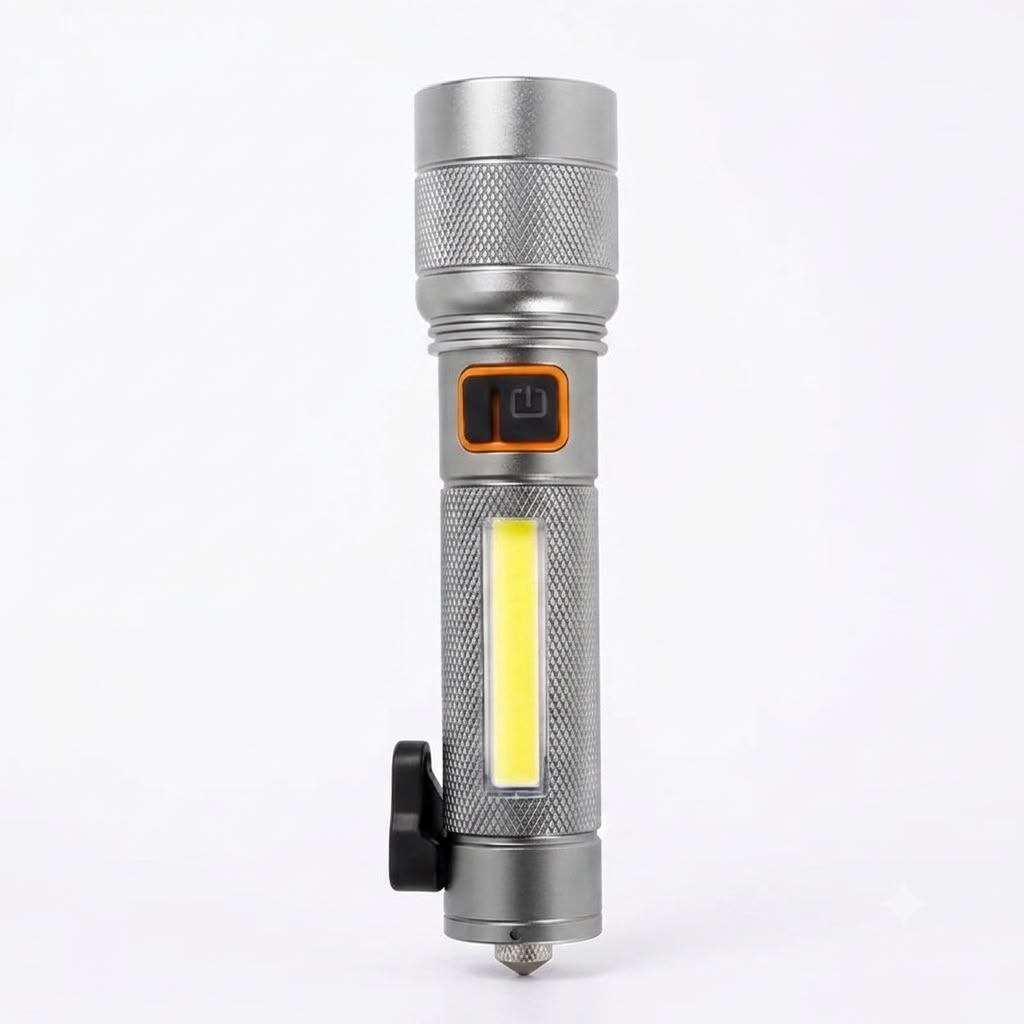 REALBUY 10W Multi-functional EDC LED Flashlight with Light Zoom Feature, Side Work Light and emergency rescue features (1 Year Warranty), Model Name: SENTINEL