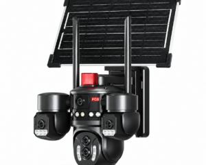 FOS 5MP five-camera solar CCTV with three PTZ assemblies and solar panel