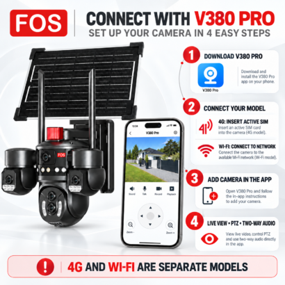 V380 Pro setup guide for FOS five-camera solar CCTV