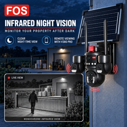 Infrared night vision live view from FOS five-camera solar CCTV