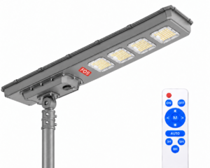 FOS FORTIS 600W all-in-one solar street light mounted on a pole with remote control