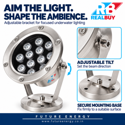 REALBUY 12W underwater spot light with adjustable bracket and circular mounting base