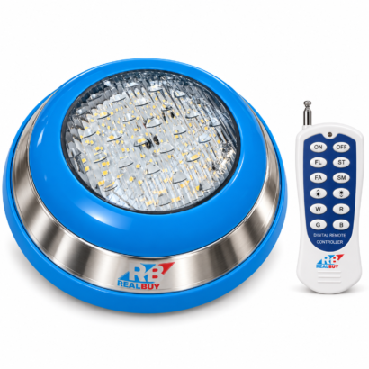 REALBUY 18W RGB swimming pool light with SS304 body and included remote control