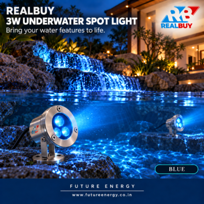 REALBUY 3W blue underwater LED spot lights creating aquatic accent lighting