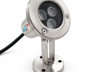 REALBUY 3W underwater LED spot light with three lenses, stainless steel housing and adjustable mounting bracket