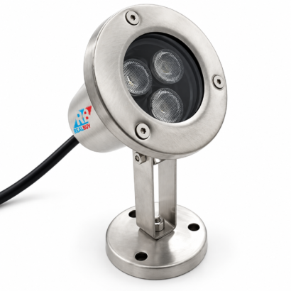 REALBUY 3W underwater LED spot light with three lenses, stainless steel housing and adjustable mounting bracket