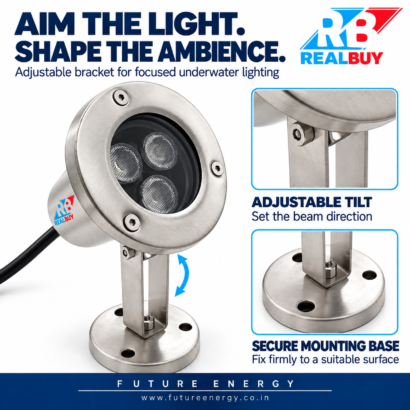 REALBUY 3W underwater spot light with adjustable bracket and circular mounting base