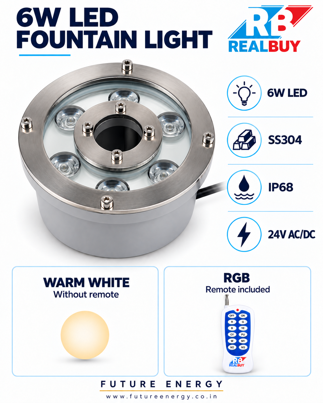 REALBUY 6W Technical specifications and colour options