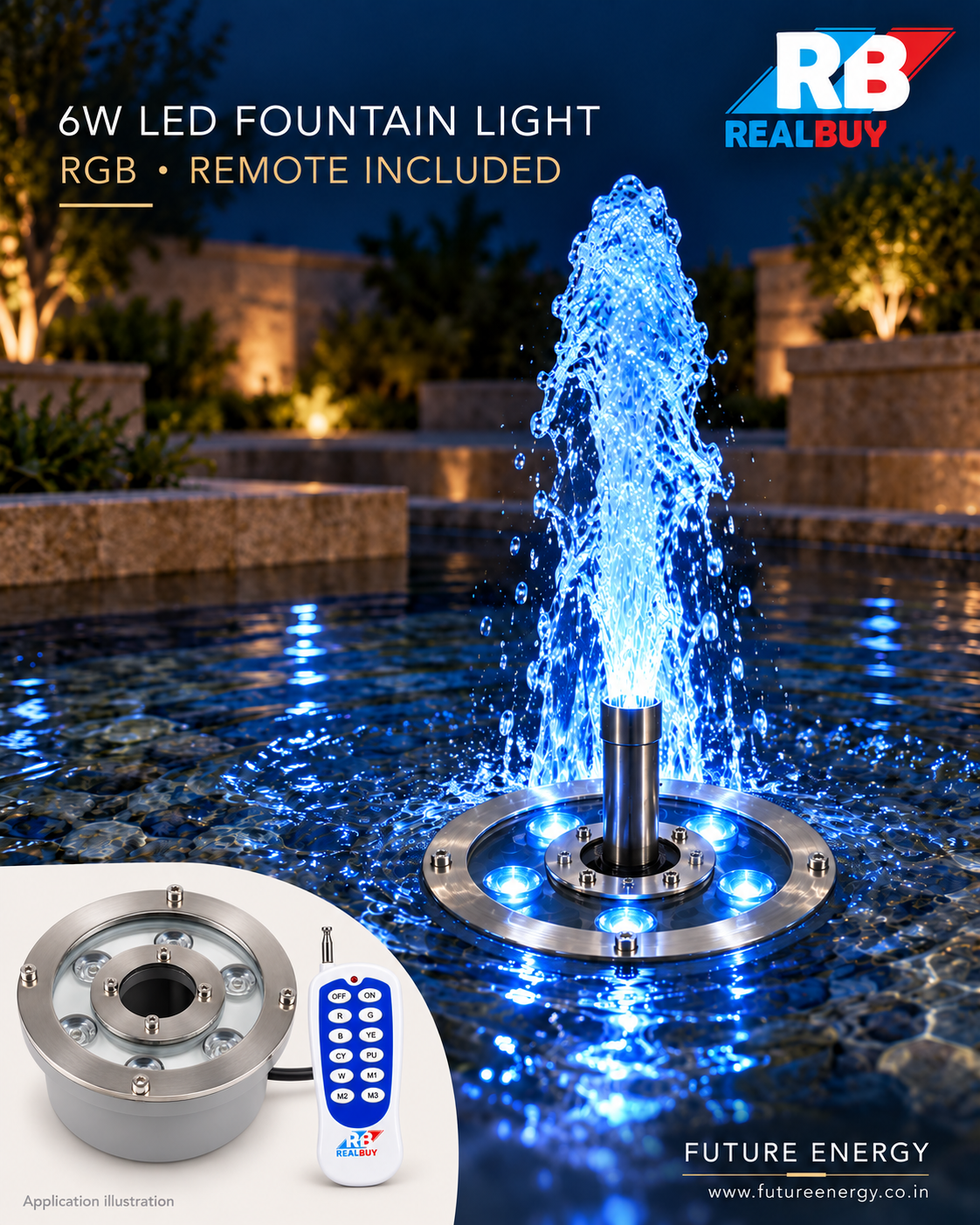 REALBUY 6W RGB fountain lighting application