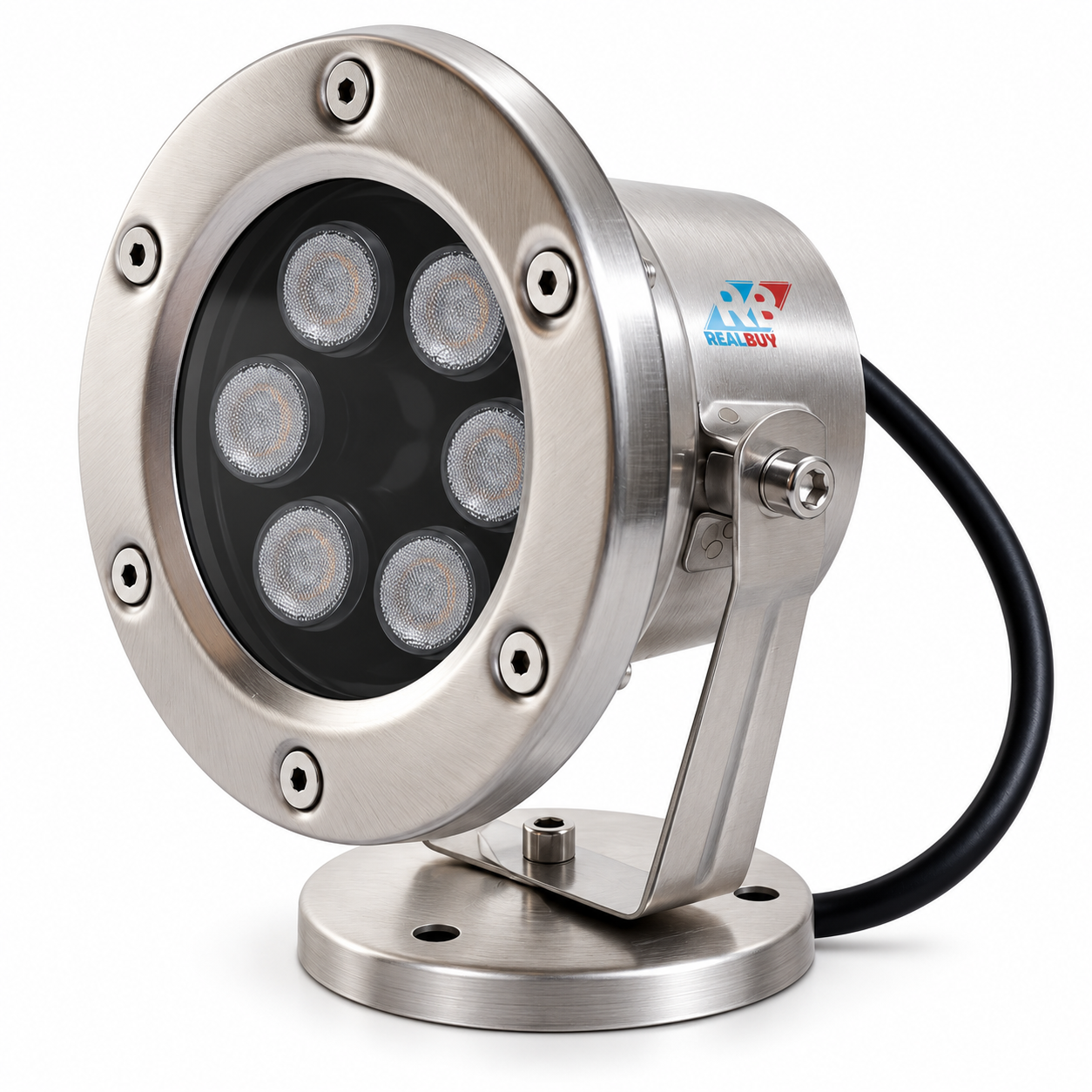 REALBUY 6W Underwater Spot Light – Hero REALBUY 6W underwater LED spot light with stainless steel housing and adjustable mounting bracket