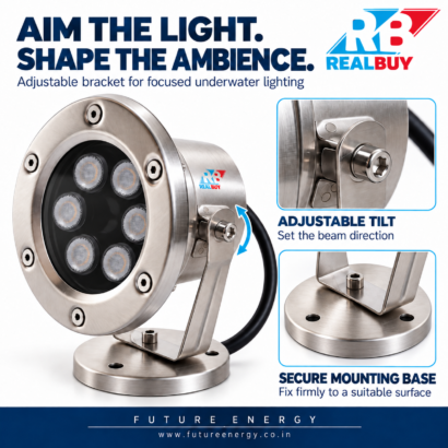 REALBUY 6W underwater spot light with adjustable bracket and circular mounting base