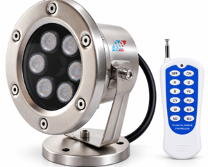 REALBUY 6W RGB underwater LED spot light with included remote on a white background