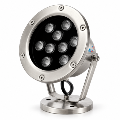 REALBUY 9W underwater LED spot light with stainless steel housing and adjustable mounting bracket