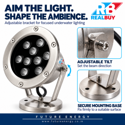 REALBUY 9W underwater spot light with adjustable bracket and circular mounting base