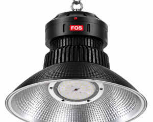 FOS 50W and 60W LED high bay light with black aluminium dome reflector and silver interior