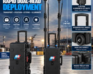REALBUY 144W dual-head Remote Area Light with telescopic mast deployment